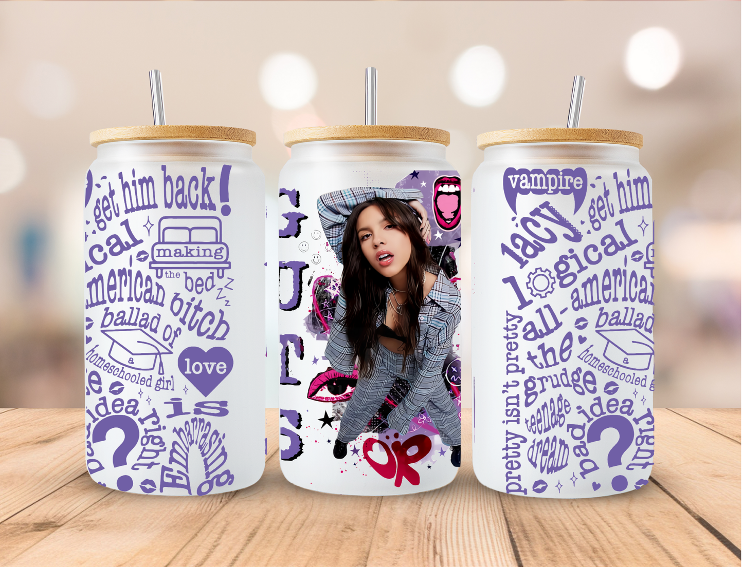 Olivia Rodrigo Ver 3 - 16 oz / 20 oz Libby UV DTF Wrap