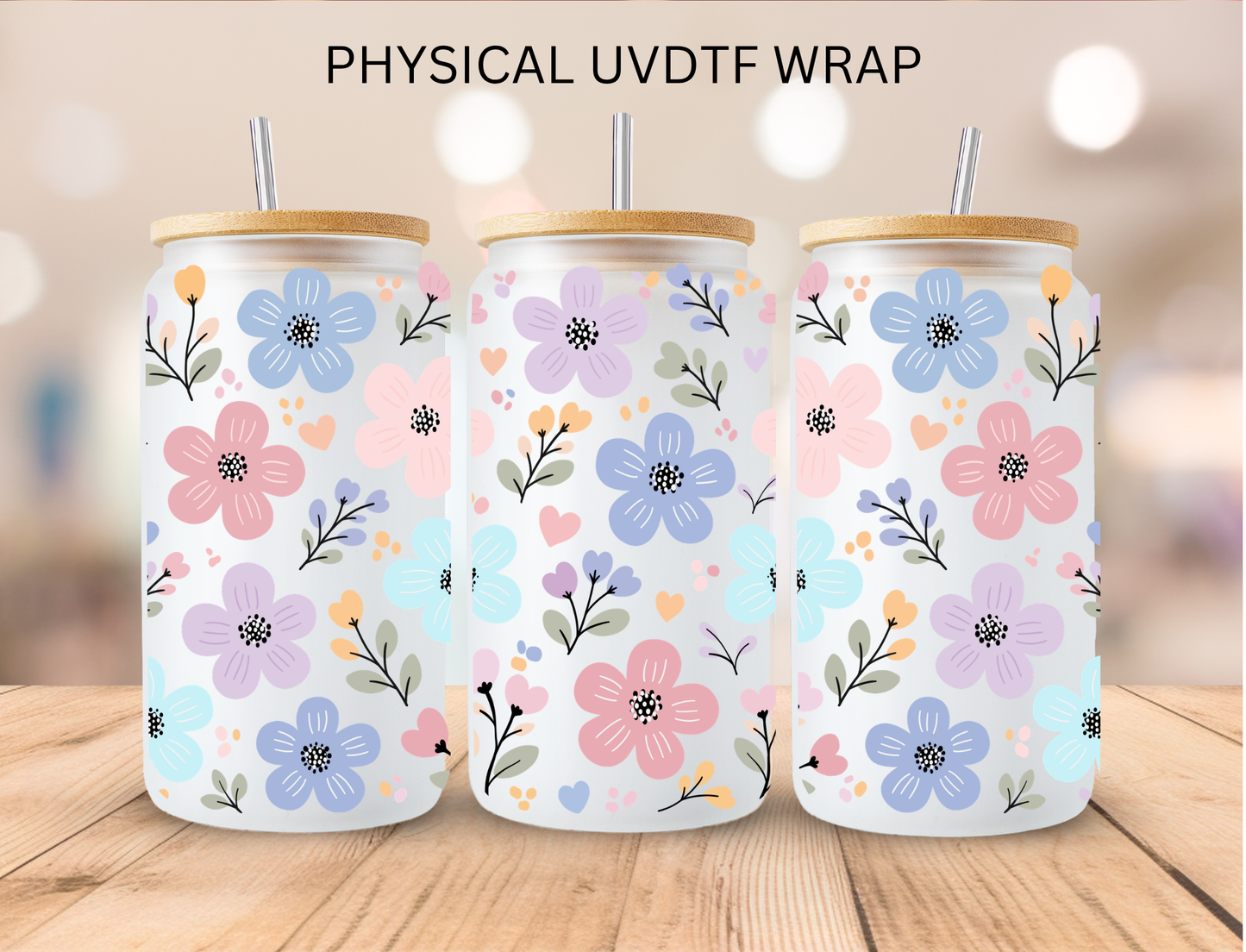 Floral Pastel - 16 oz / 20 oz Libby UV DTF Wrap