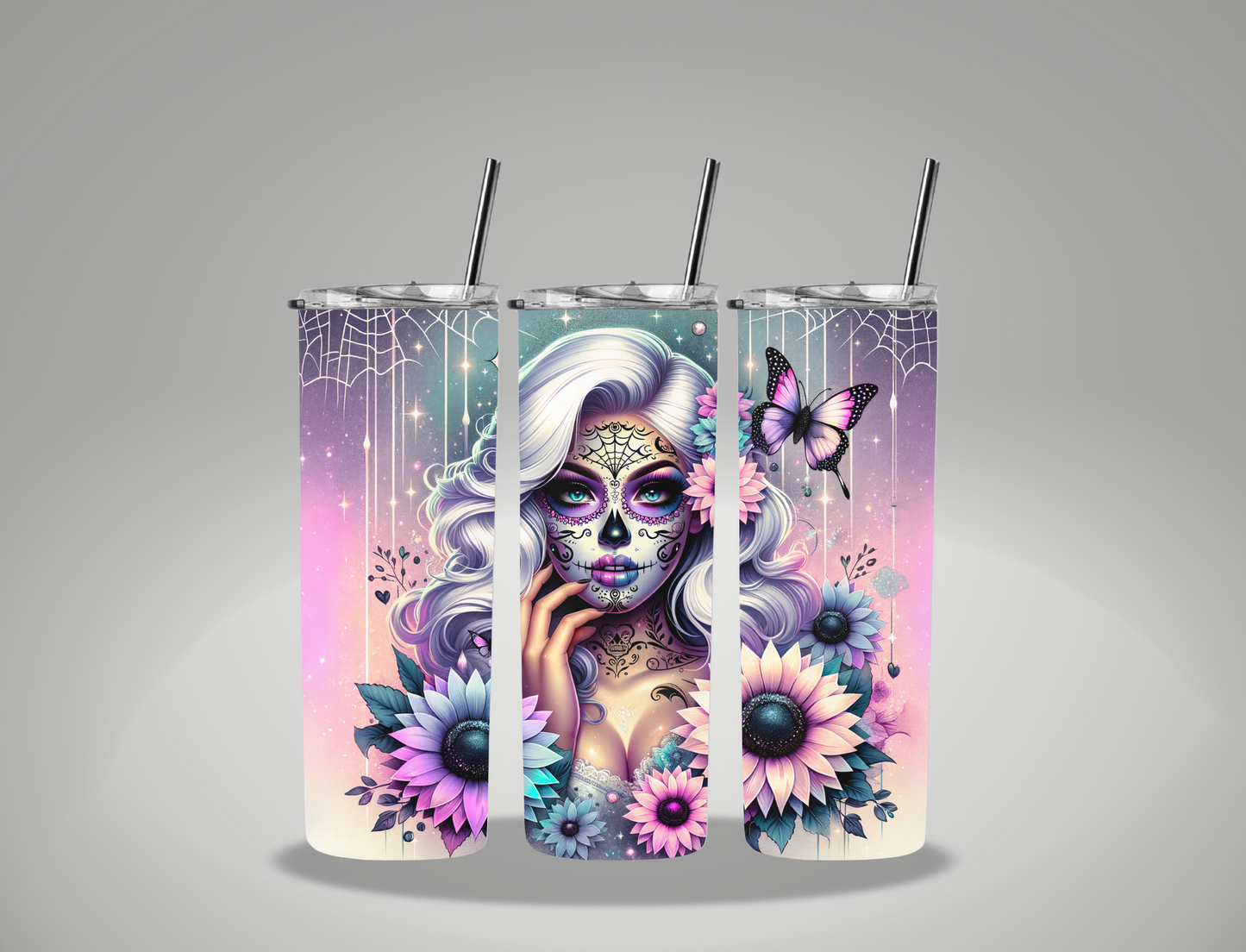 Pastel Skeleton Girl - 20oz Skinny Tumbler Wrap