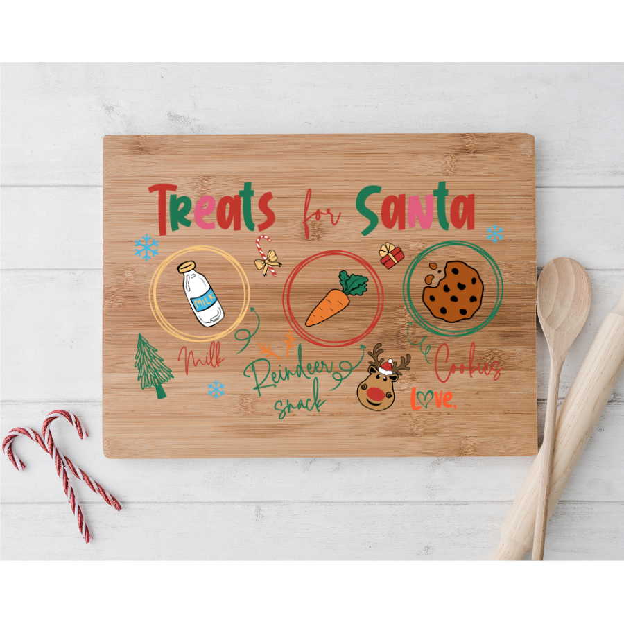 UV DTF Santa Trays Decal Multiple Sizes Multi-Colored Treats For Santa
