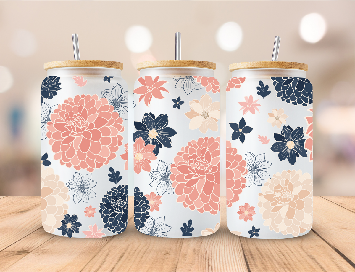 Colorful Flower Arrangements - 16 oz / 20 oz Libby UV DTF Wrap