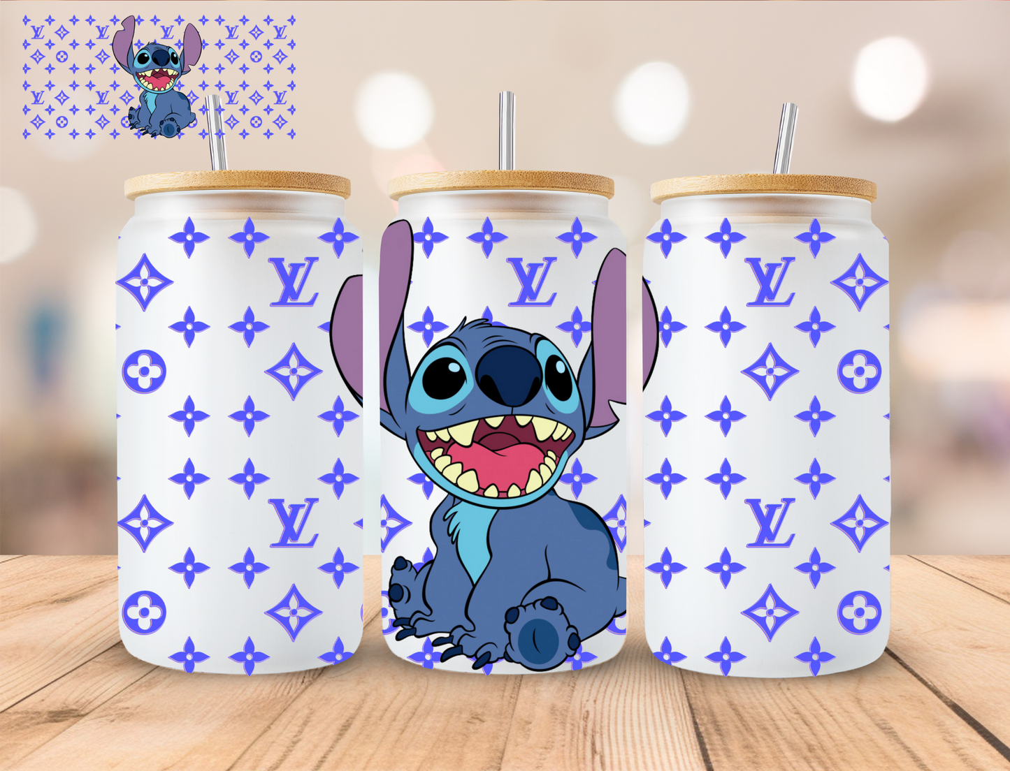 Bougie Blue Alien - 16 oz / 20 oz Libby UV DTF Wrap