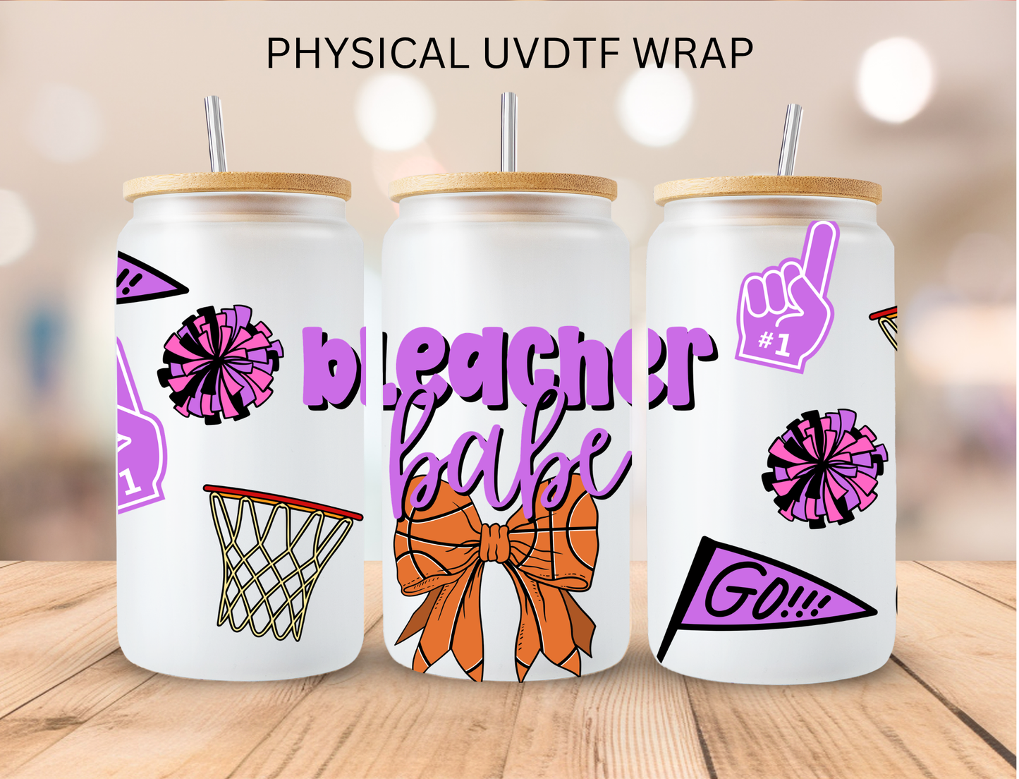 Bleacher Babe Basketball - 16 oz / 20 oz Libby UV DTF Wrap