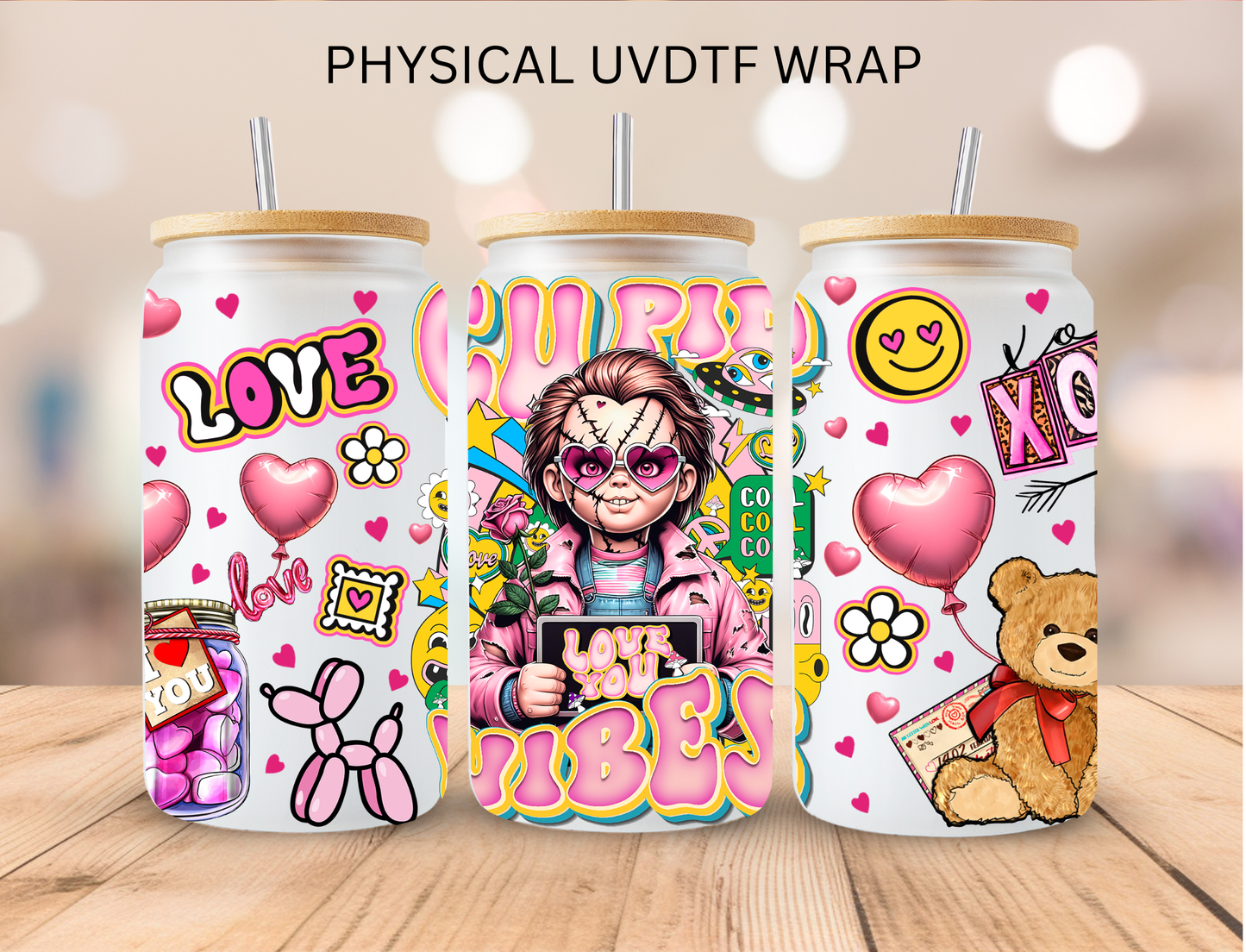 Valentines Cupid Vibes Chucky Doll Ver 2 - 16 oz / 20 oz Libby UV DTF