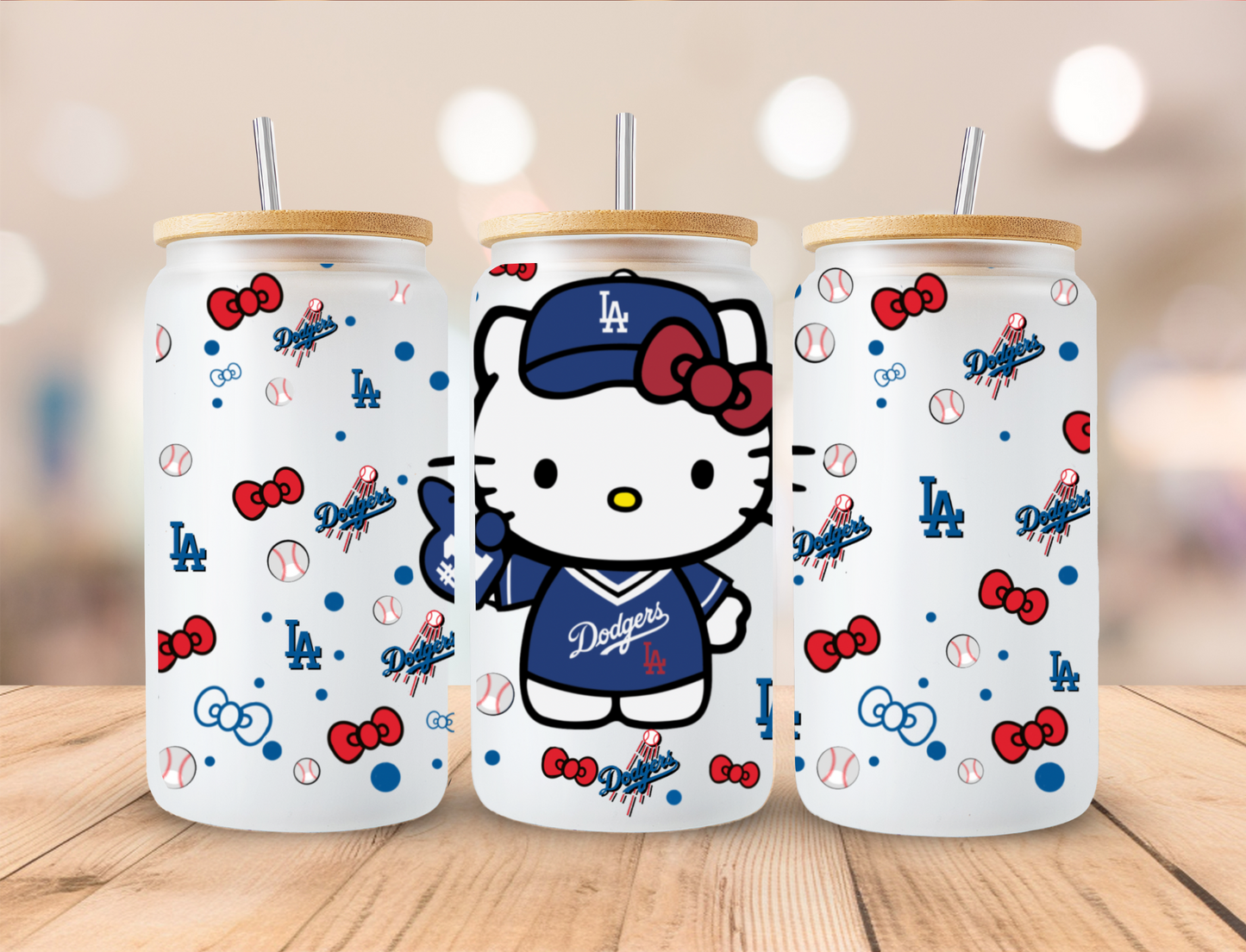 Sport Kitty Dodgers Baseball - 16oz Libby UV DTF Wrap