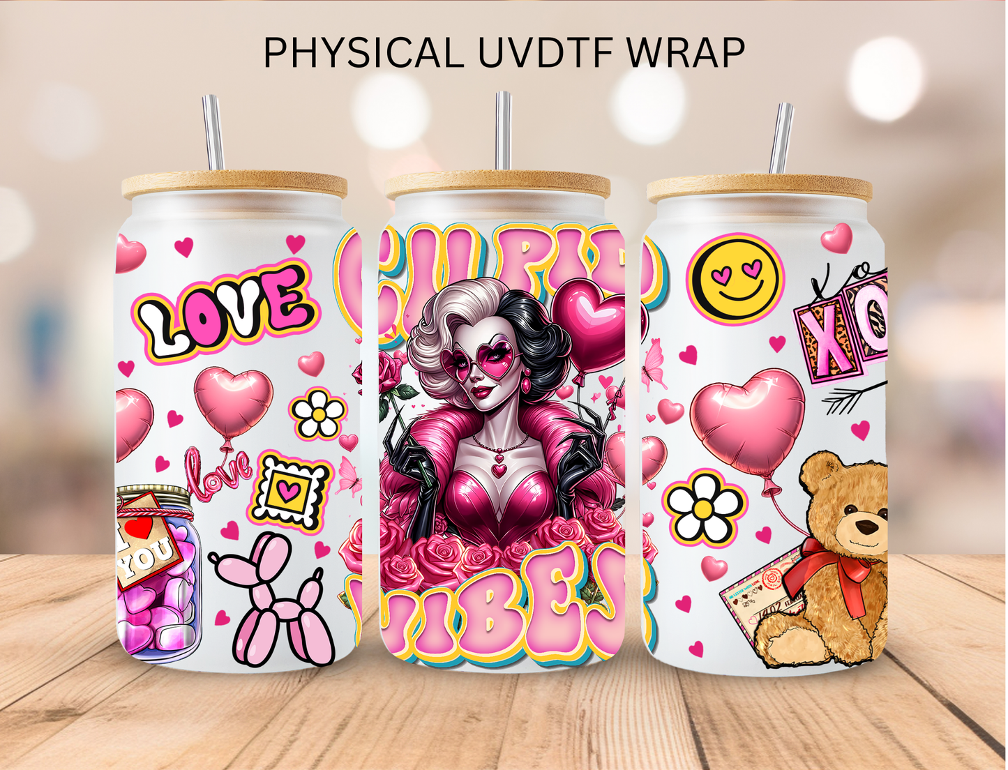 Valentines Cupid Vibes Cruella Villain - 16 oz / 20 oz Libby UV DTF