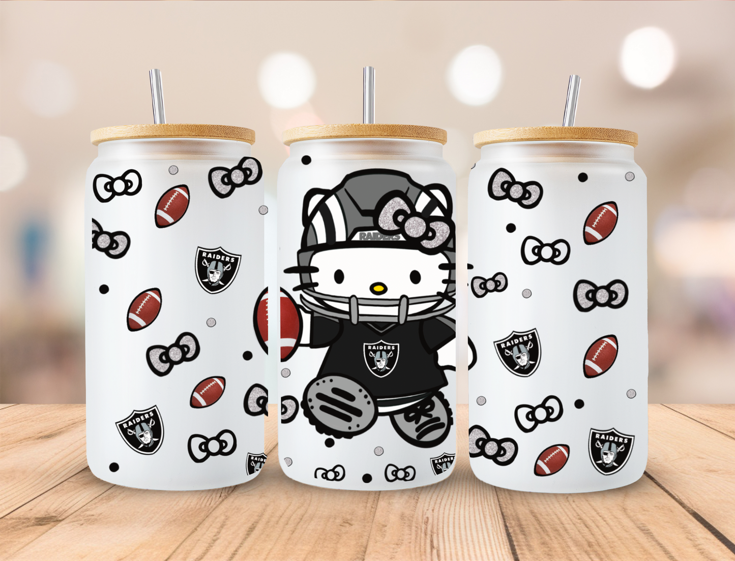 Sport Kitty Raiders Football - 16oz Libby UV DTF Wrap