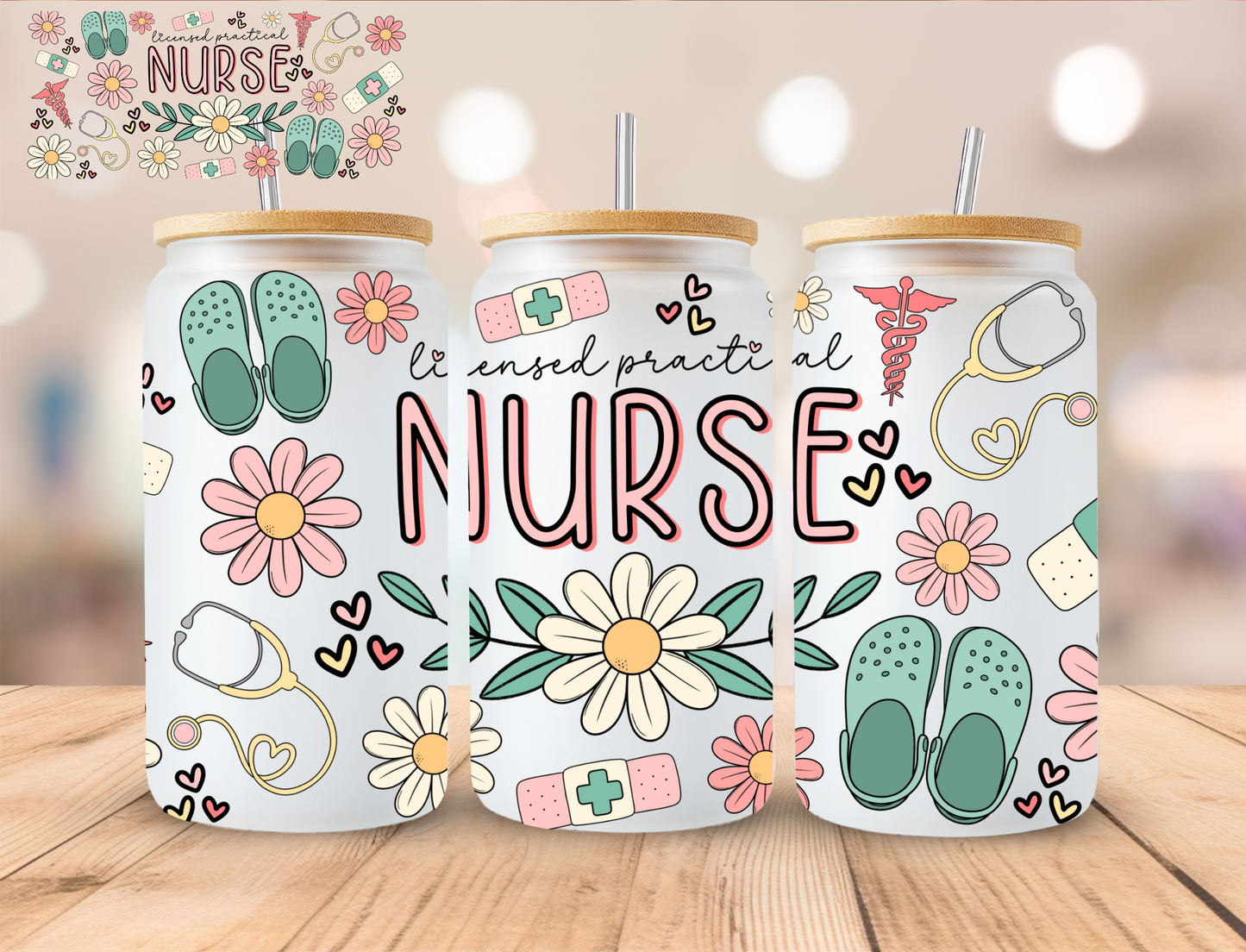 Licensed Practical Nurse - 16 oz / 20 oz Libby UV DTF Wrap