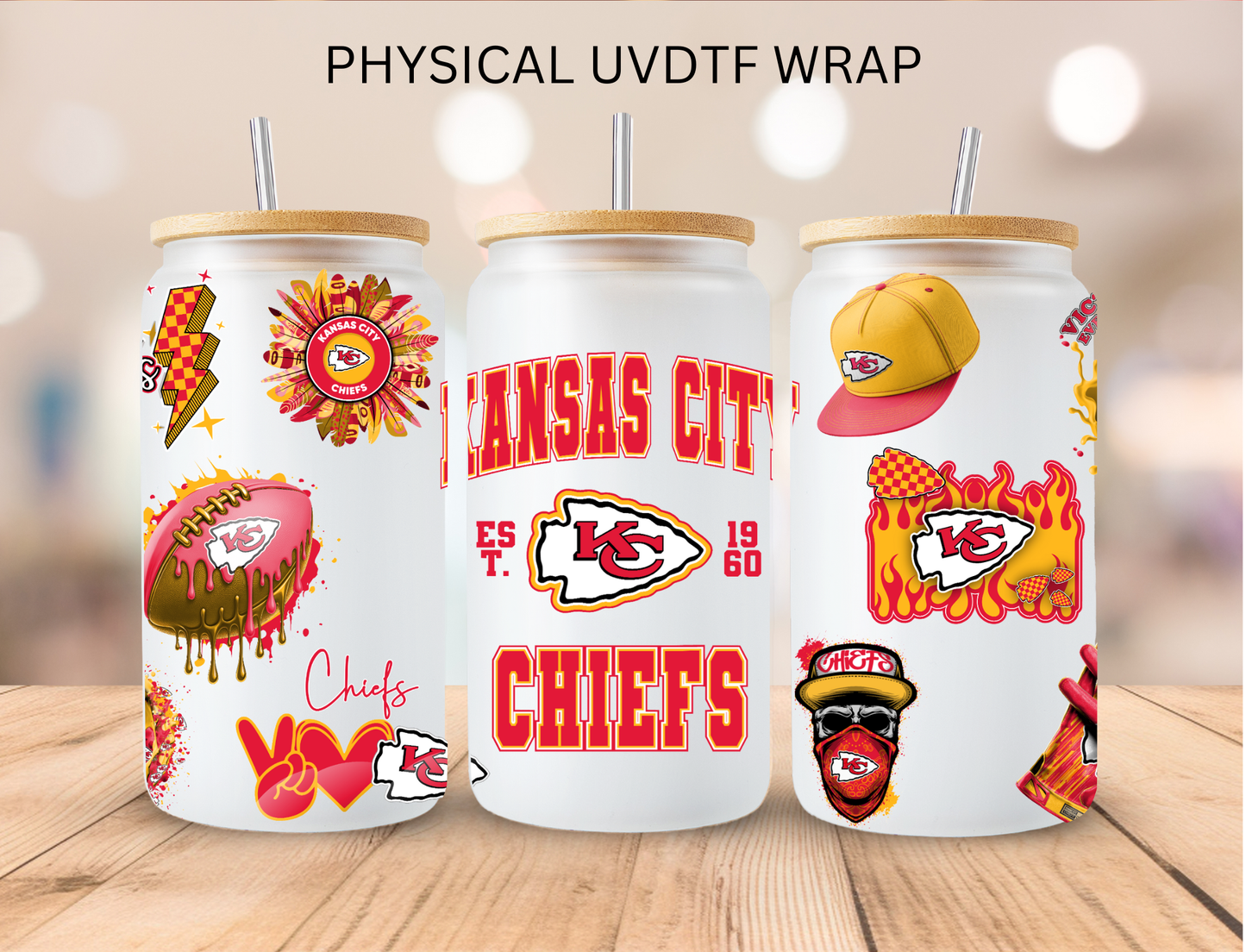 Chiefs NFL Team - 16 oz / 20 oz Libby UV DTF Wrap