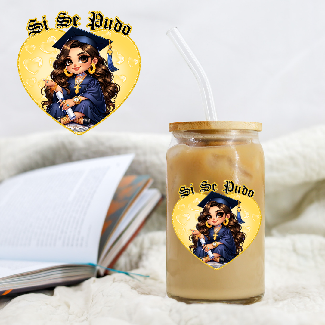 Chicano Graduation Yellow Heart Si Se Puedo - UV DTF Libby Decal