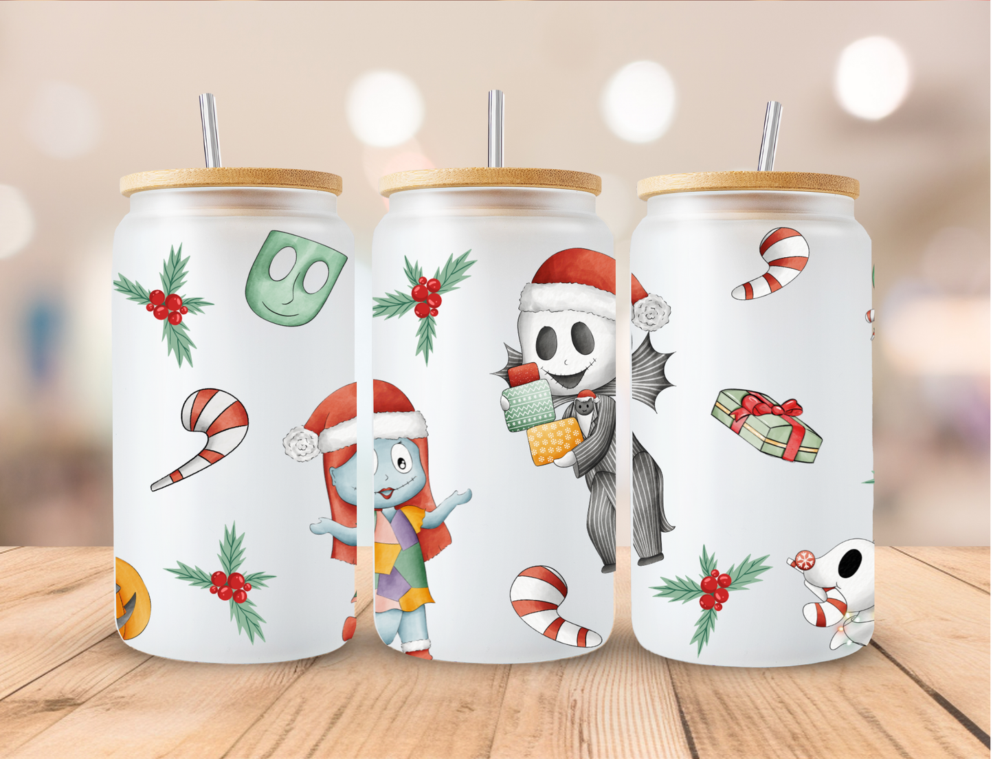 Christmas Jak And Sally - 16 oz / 20 oz Libby UV DTF Wrap