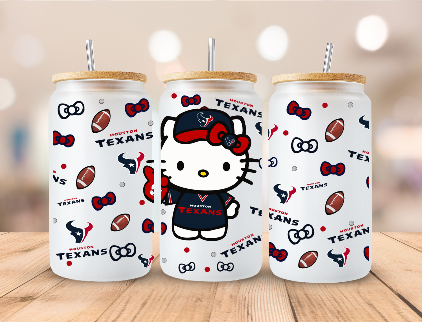 Sport Kitty Texans (4) - 16oz Libby UV DTF Wrap