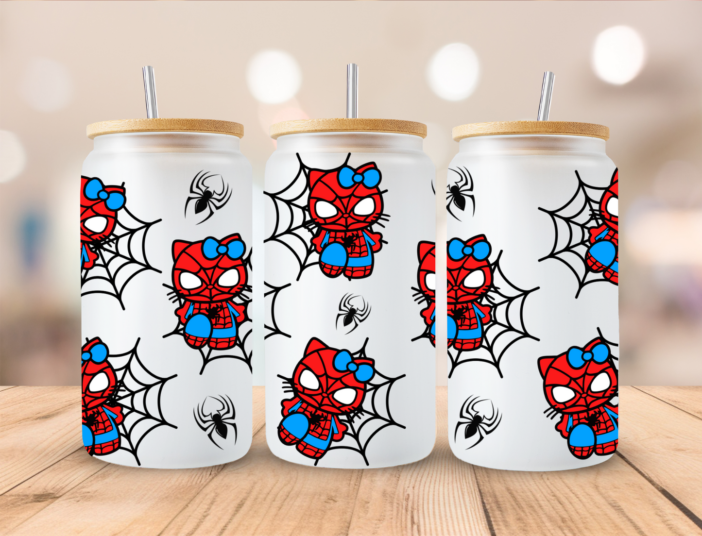 Kitty Spider Hero - 16 oz / 20 oz Libby UV DTF Wrap