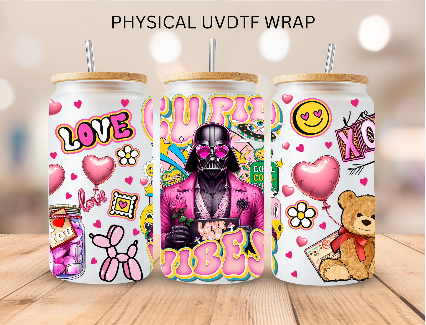 Valentines Cupid Vibes Darth Villain - 16 oz / 20 oz Libby UV DTF