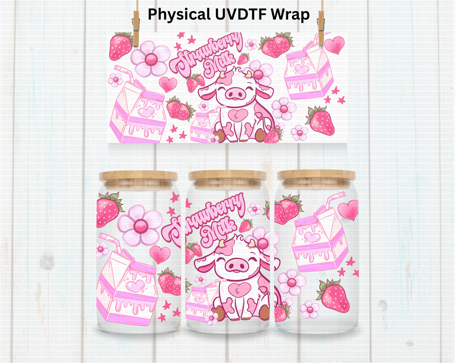 Strawberry Milk Cow - 16 oz / 20 oz Libby UV DTF