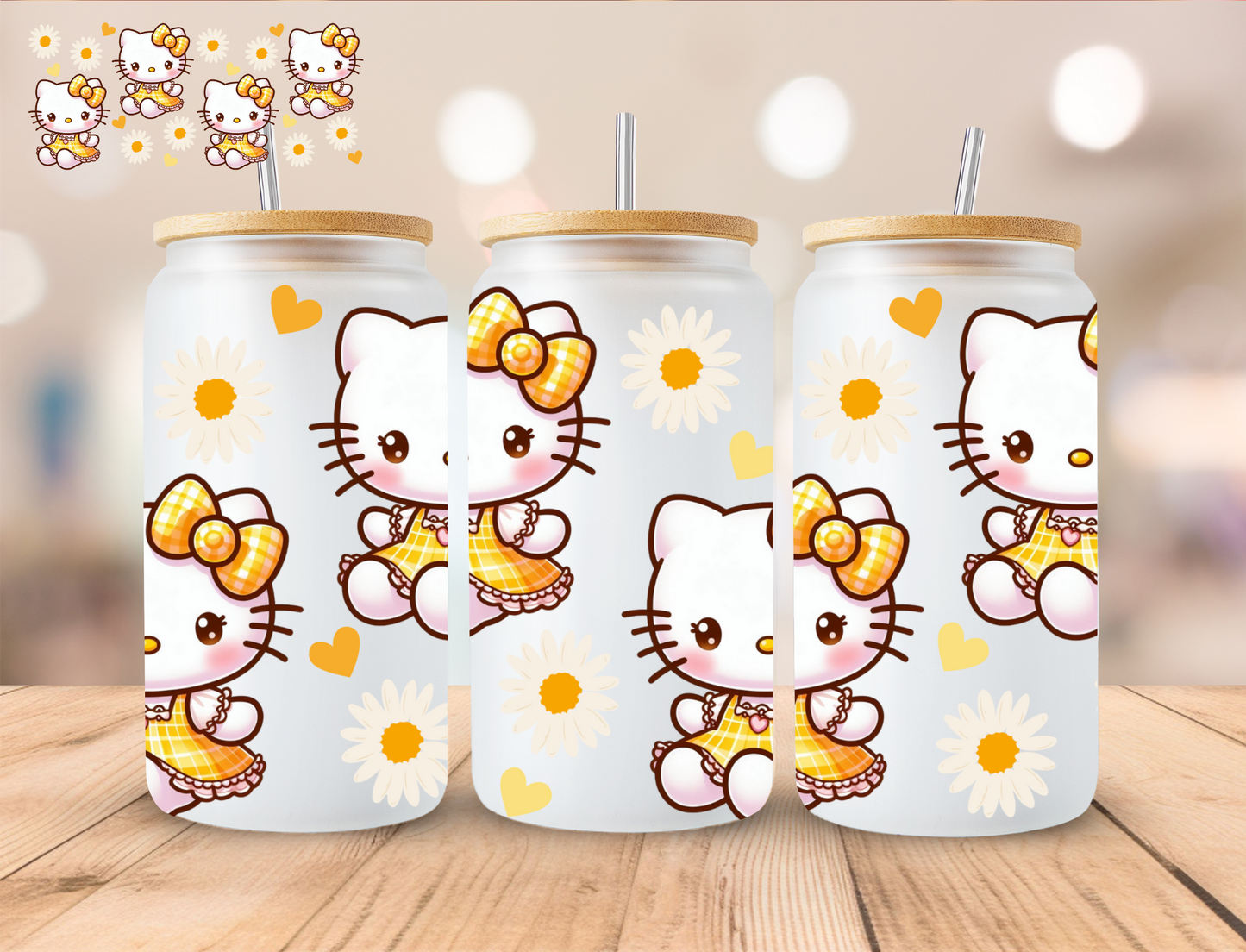 Daisy Kitty - 16 oz / 20 oz Libby UV DTF Wrap