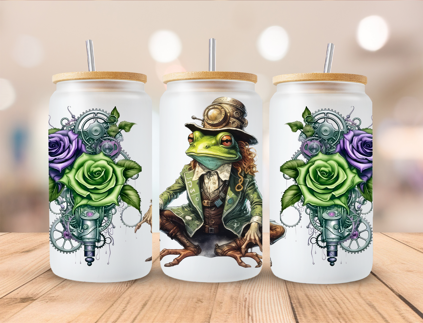 Steampunk Frog - 16 oz / 20 oz Libby UV DTF Wrap