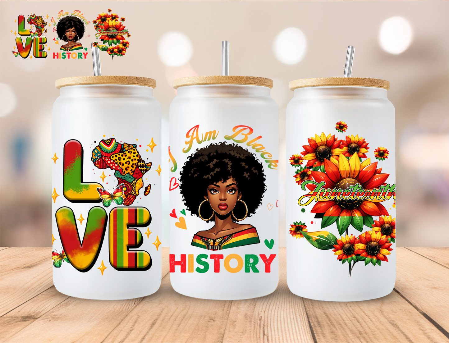 Love History Juneteenth - 16 oz / 20 oz Libby UV DTF Wrap