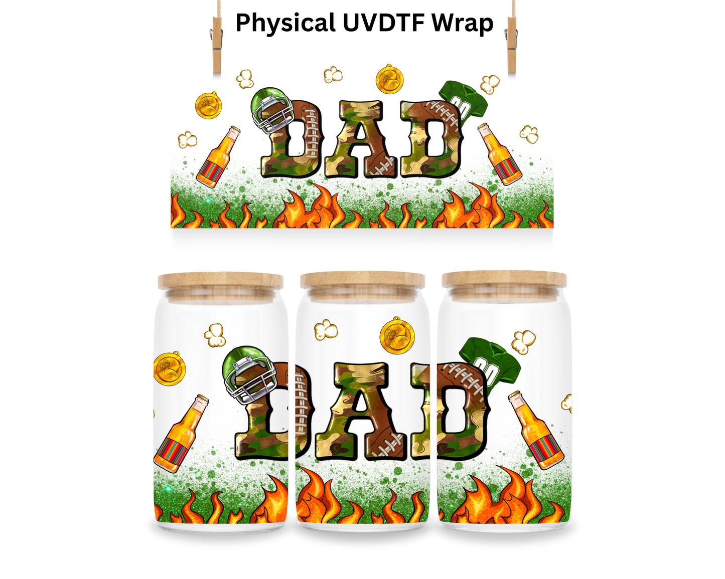Football Dad Fathers Day - 16 oz / 20 oz Libby UV DTF