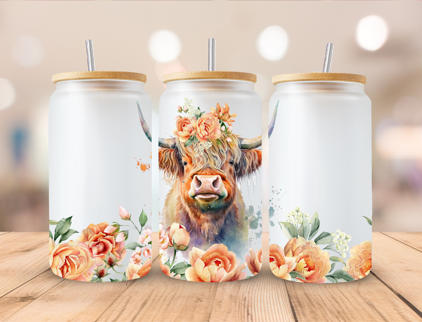 Fall Cow - 16oz Libby UV DTF Wrap