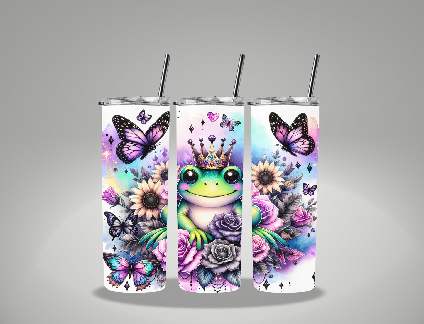 Floral Frog - 20oz Skinny Tumbler Wrap