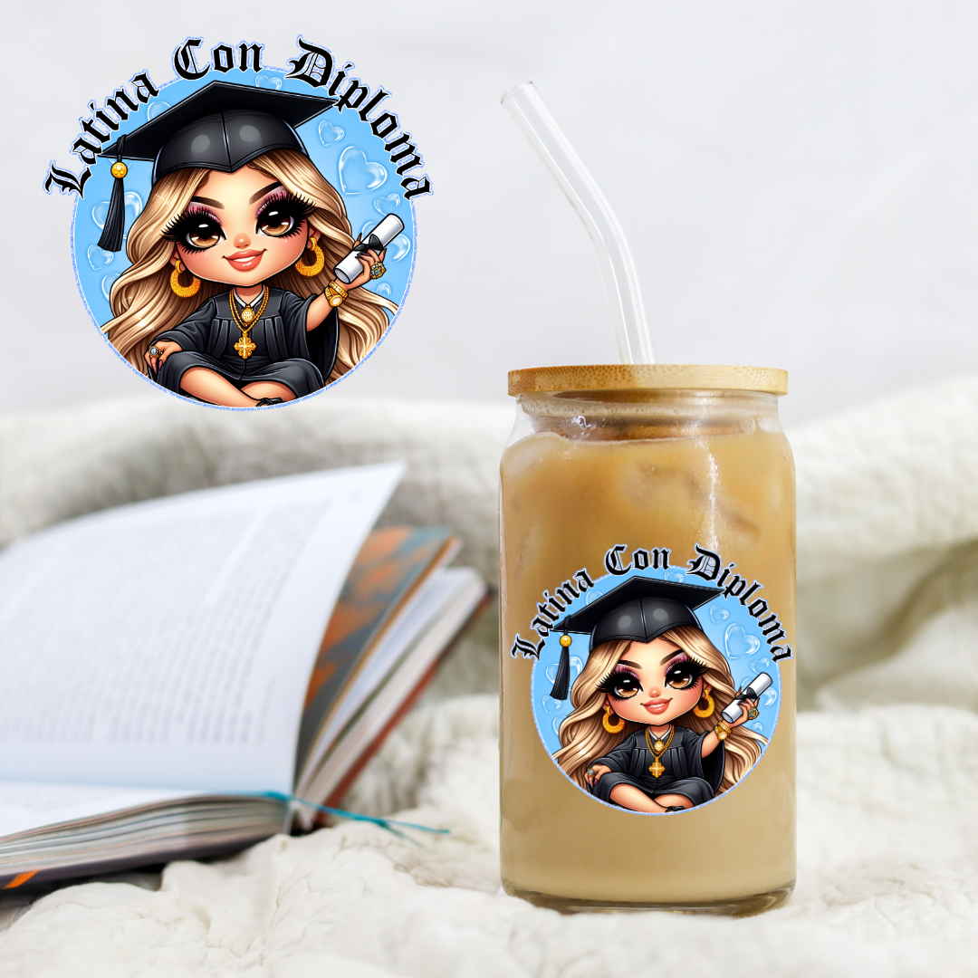 Chicano Graduation Blue Latina Con DIploma - UV DTF Libby Decal