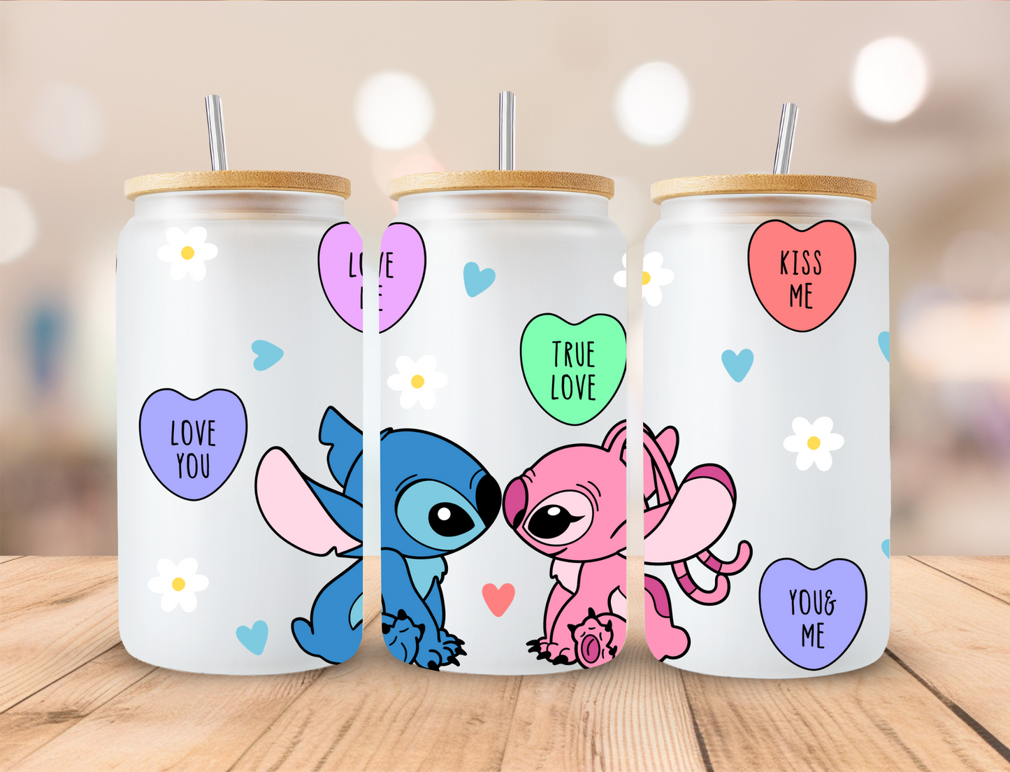 Valentine's Alien Couple Candy - 16 oz / 20 oz Libby UV DTF Wrap