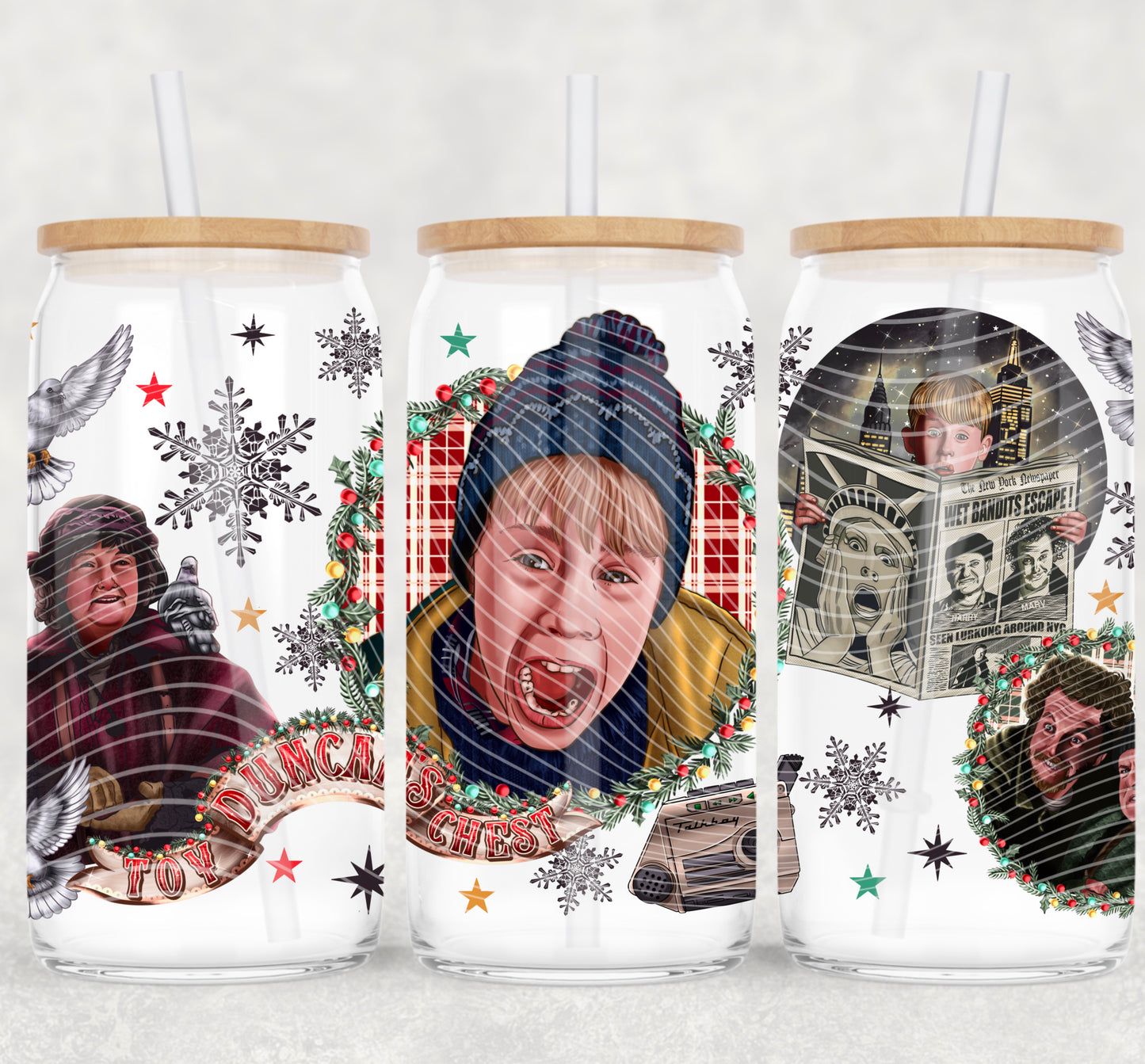 Christmas Home Alone Kevin Yelling - 16 oz / 20 oz Libby UV DTF Wrap