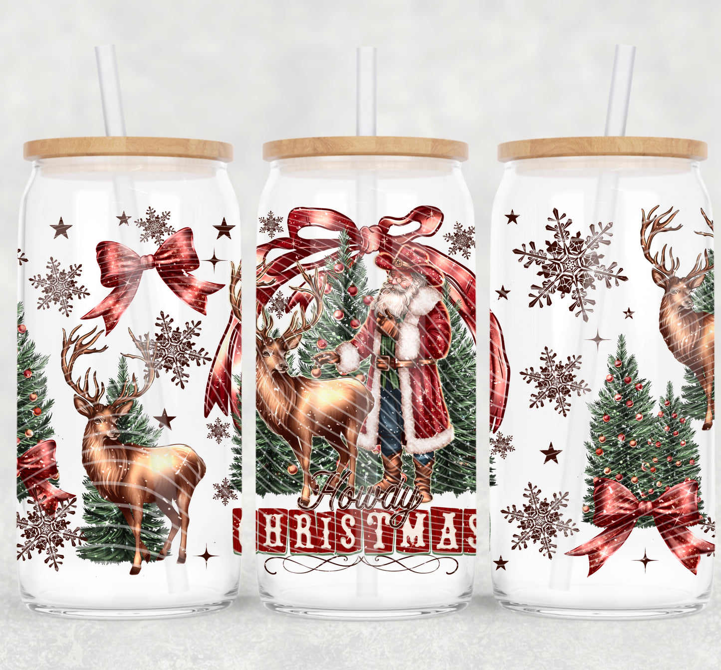 Christmas Country Howdy Christmas - 16 oz / 20 oz Libby UV DTF Wrap