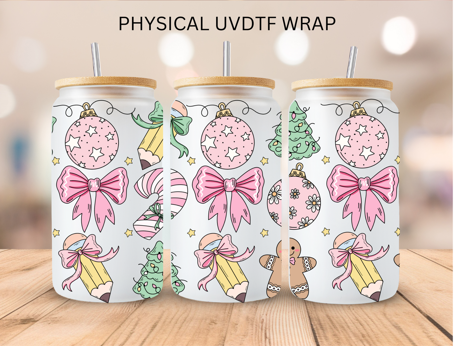 Christmas Teacher Aesthetic - 16 oz / 20 oz Libby UV DTF Wrap