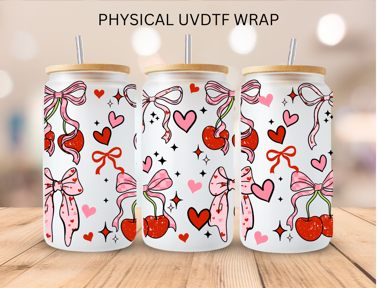 Valentine Hearts and Cherries - 16 oz / 20 oz Libby UV DTF