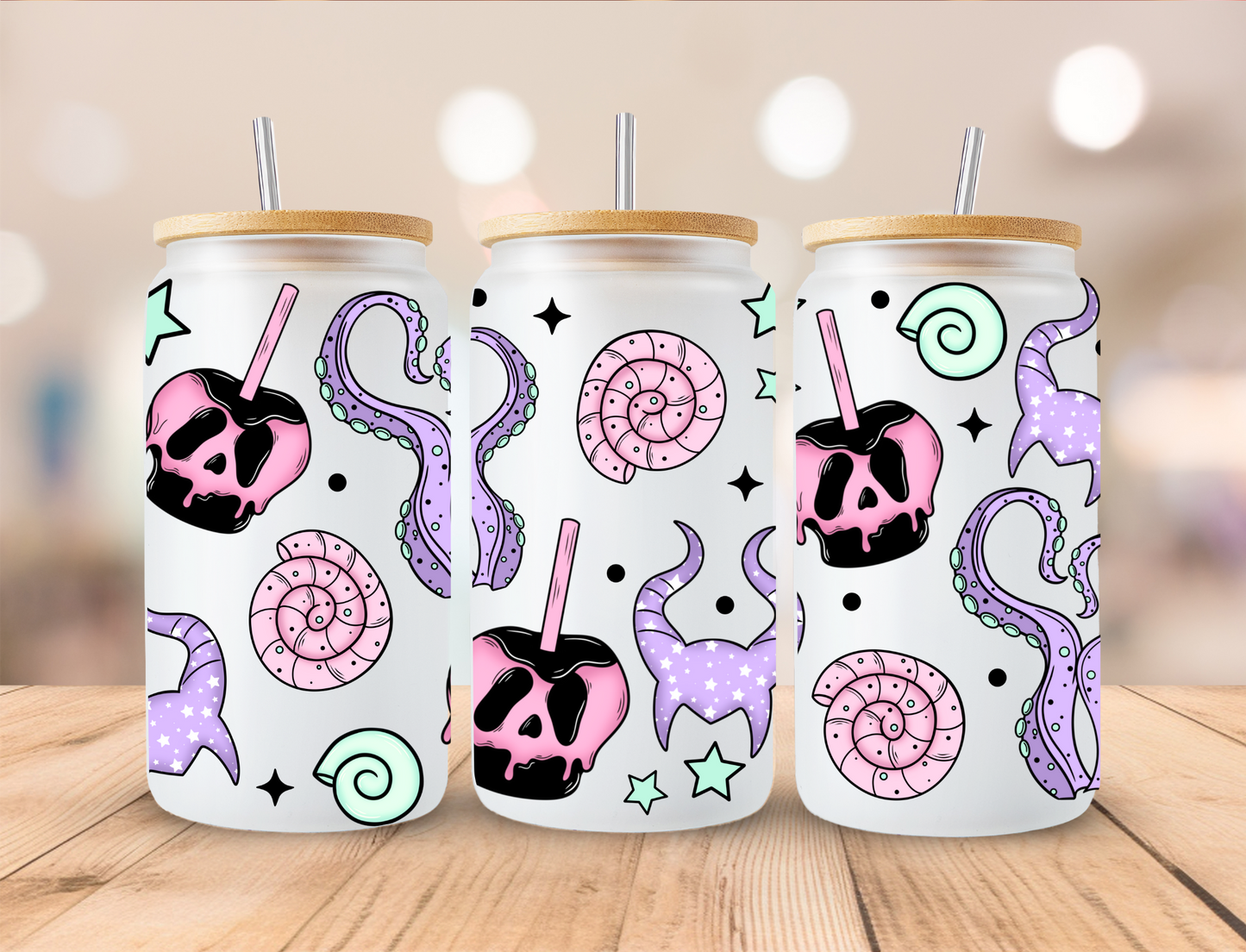 Watercolor Villain - 16 oz Libby UV DTF Wrap