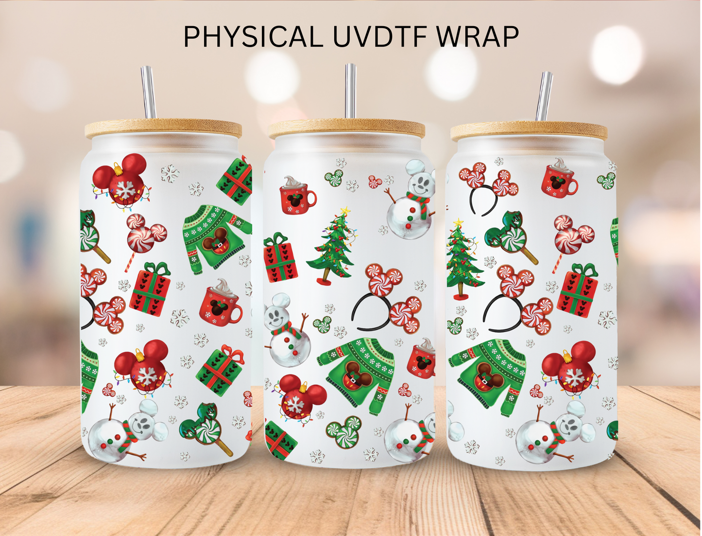 Christmas Mouse Treats - 16 oz / 20 oz Libby UV DTF Wrap