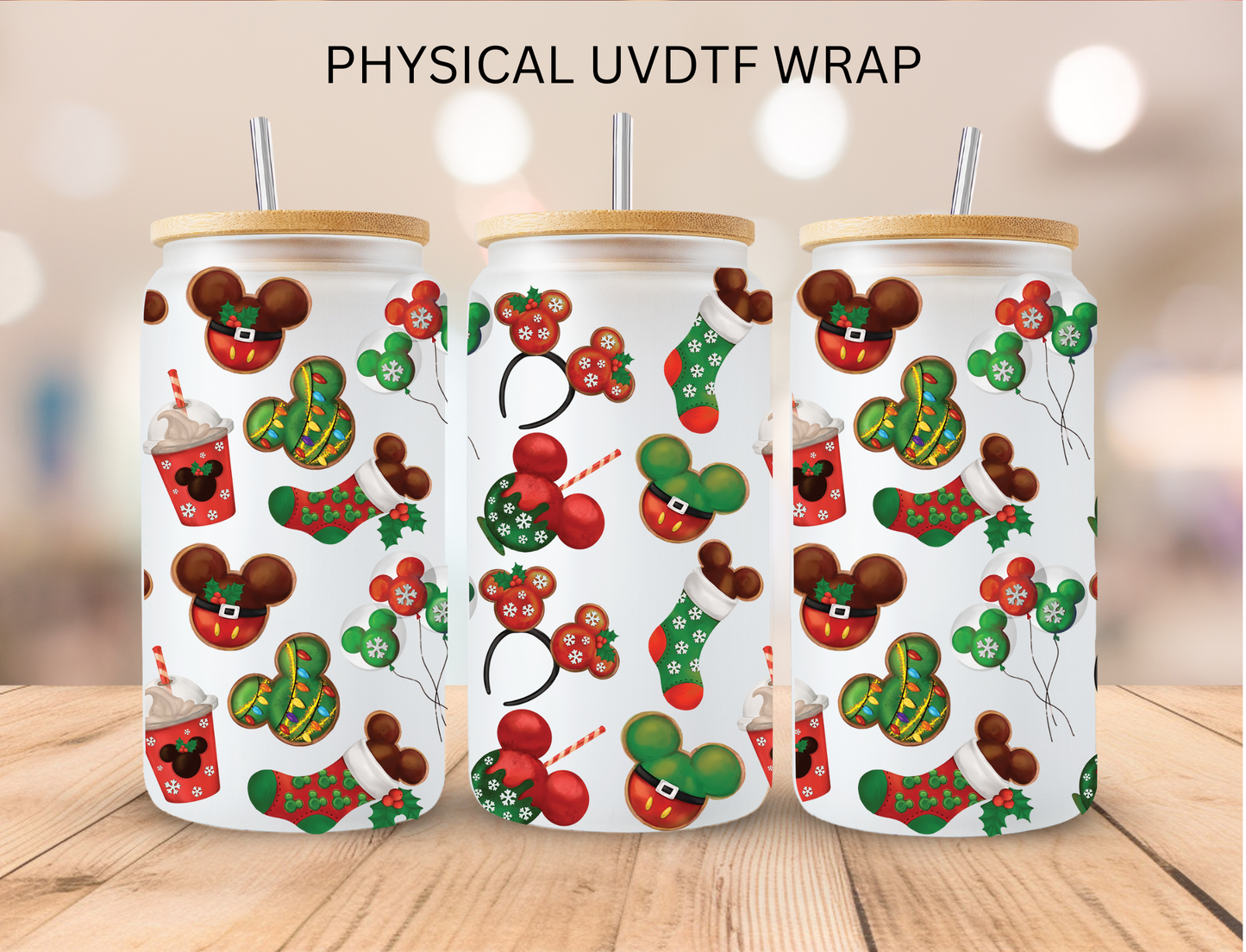 Christmas Mouse Bands - 16 oz / 20 oz Libby UV DTF Wrap
