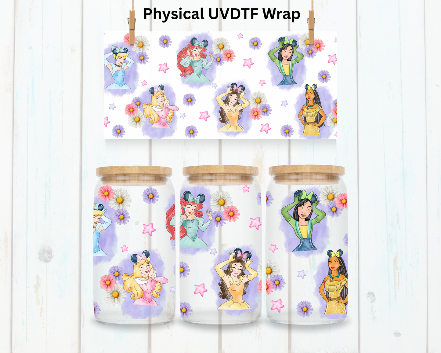 Watercolor Floral Mouse Princess - 16 oz / 20 oz Libby UV DTF