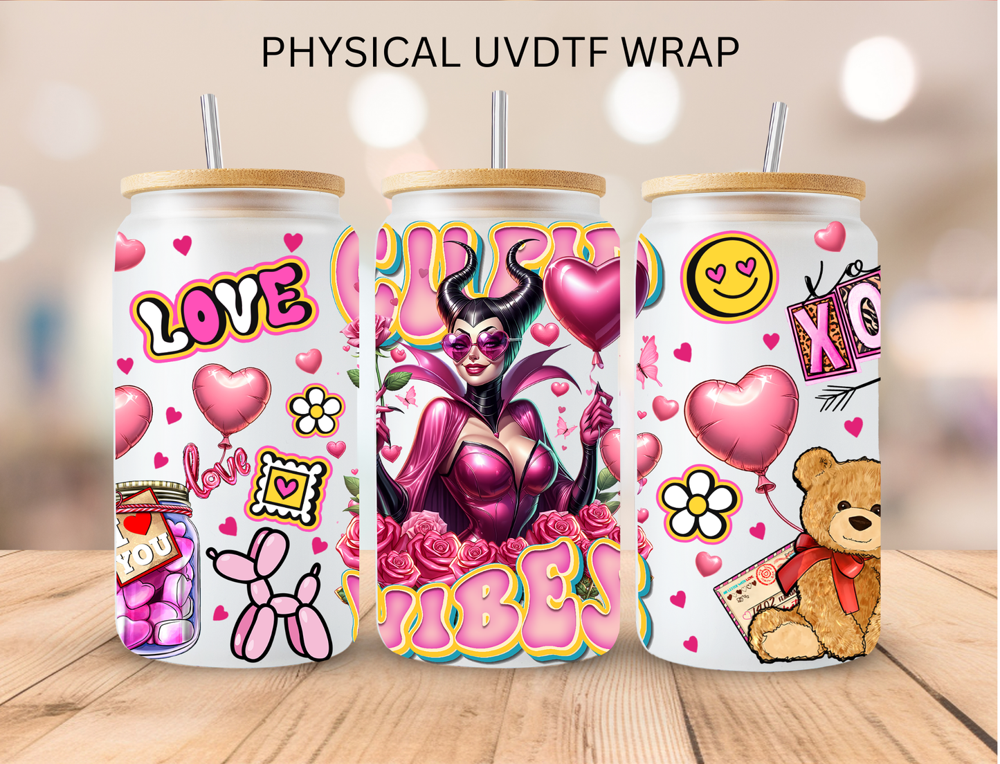 Valentines Cupid Vibes Maleficent Villain - 16 oz / 20 oz Libby UV DTF