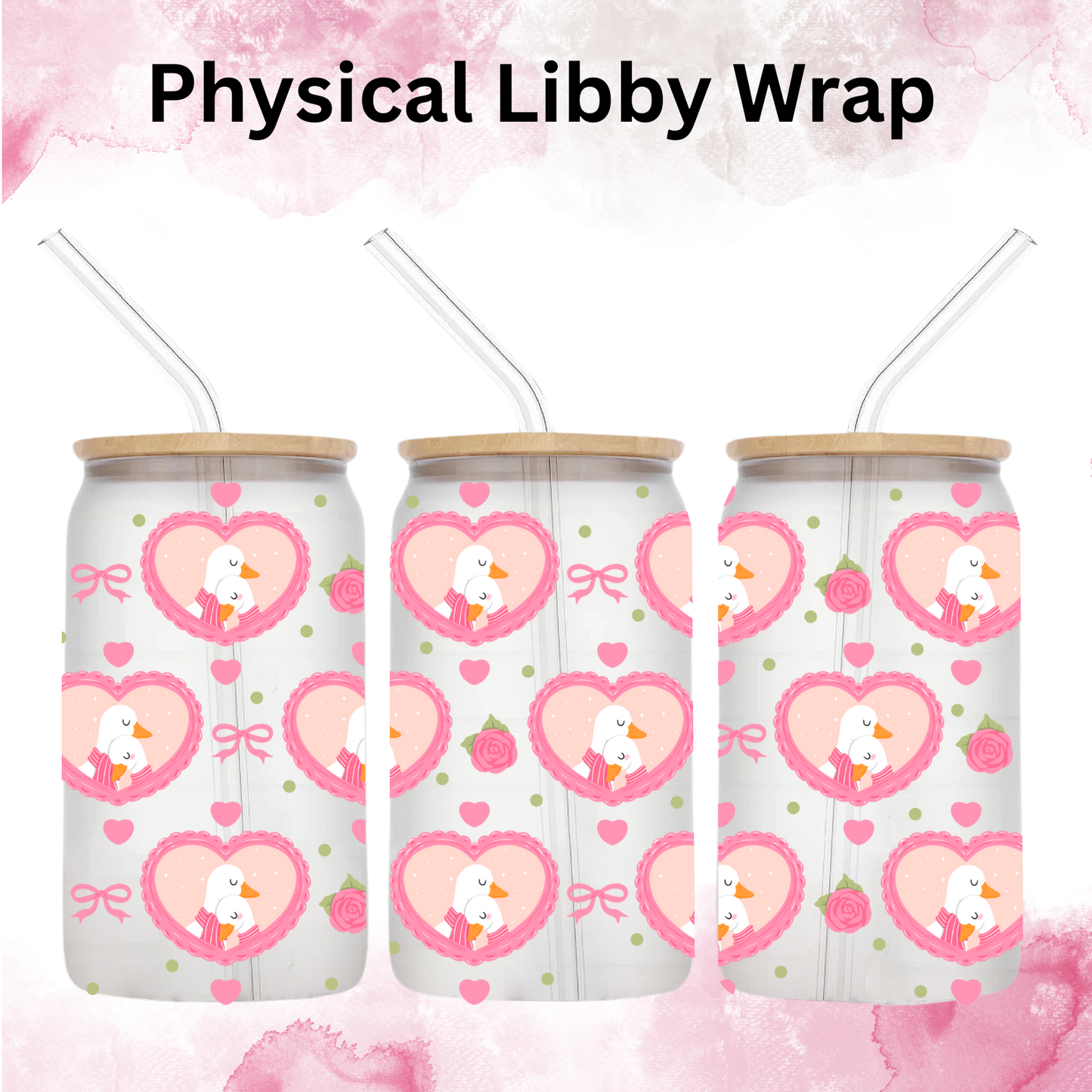 Valentines Day Heart Duck - 16 oz / 20 oz Libby UV DTF