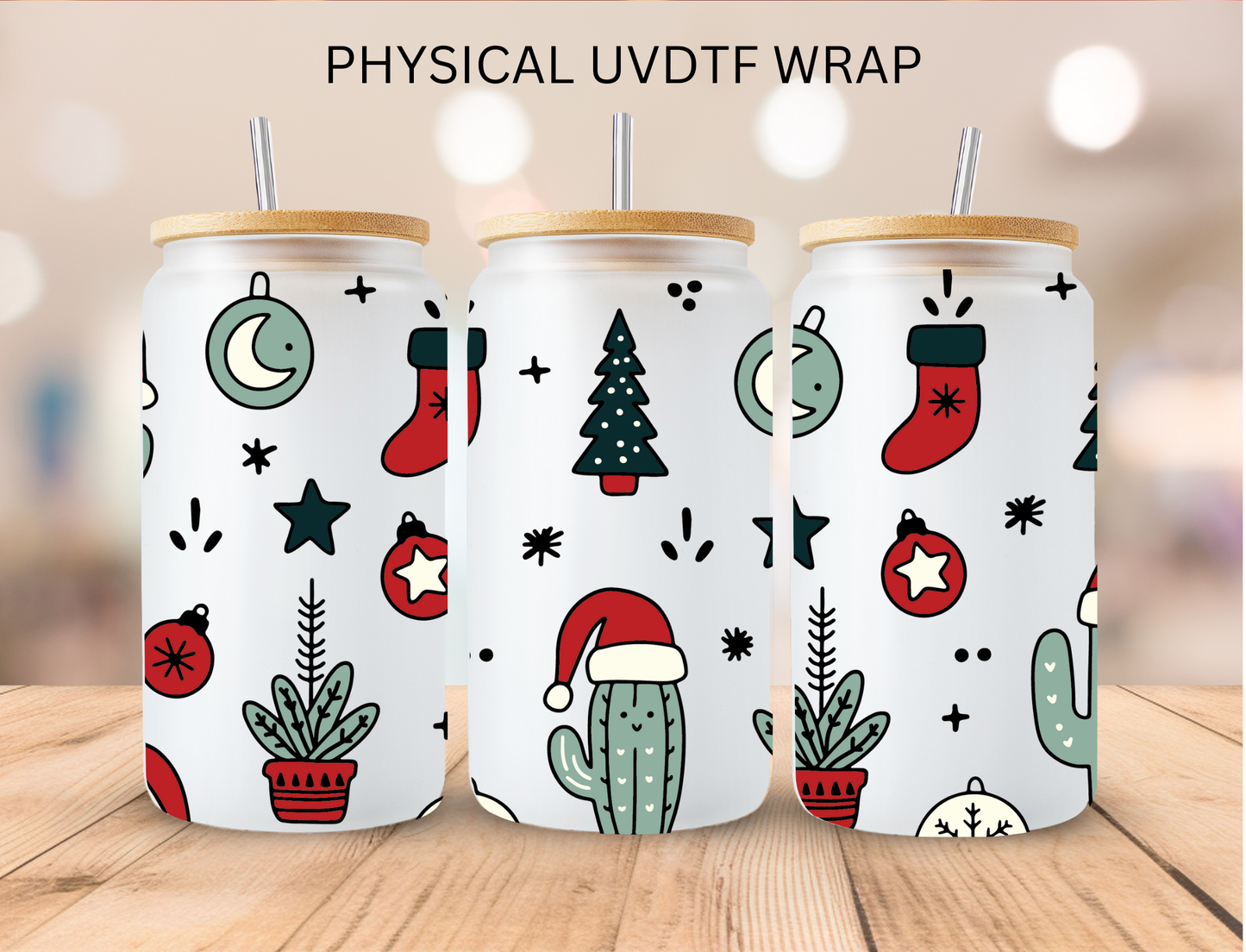 Christmas Plants - 16 oz / 20 oz Libby UV DTF Wrap
