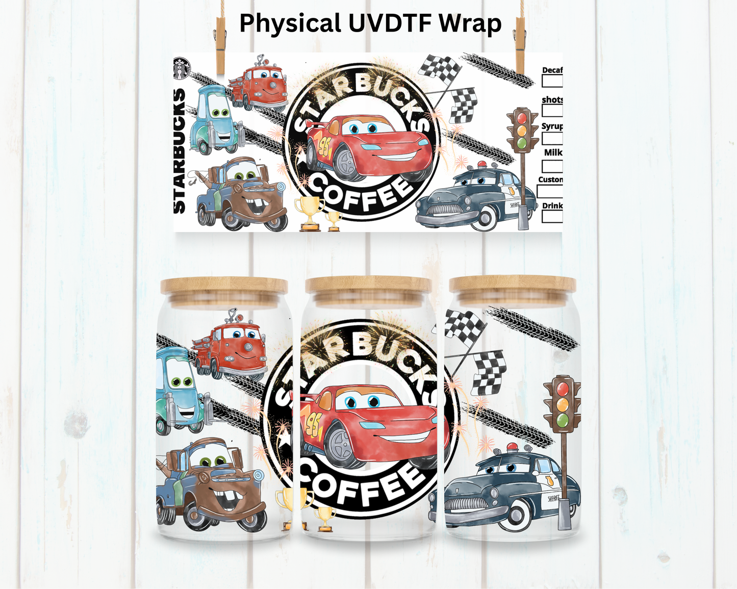 Cars Watercolor - 16 oz / 20 oz Libby UV DTF