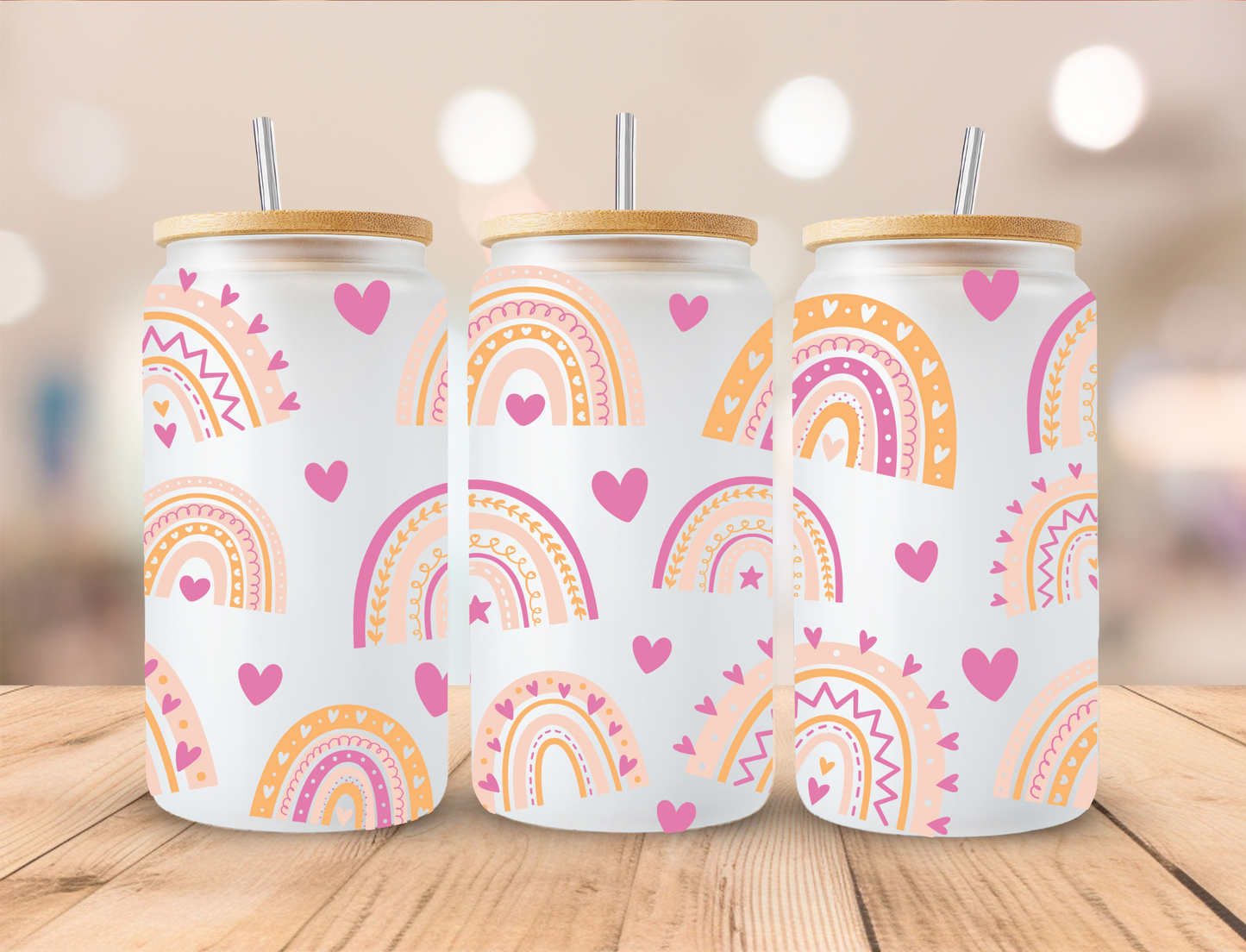 Spring Rainbows - 16 oz / 20 oz Libby UV DTF Wrap