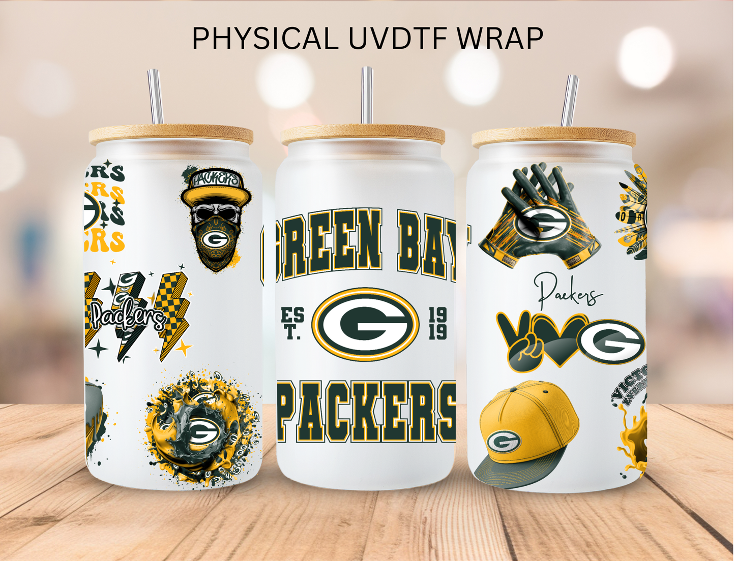 Packers NFL Team - 16 oz / 20 oz Libby UV DTF Wrap