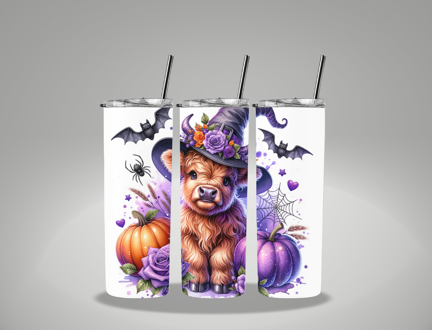 Halloween Witch Cow - 20oz Skinny Tumbler / 25 Oz Glass Tumbler Wrap