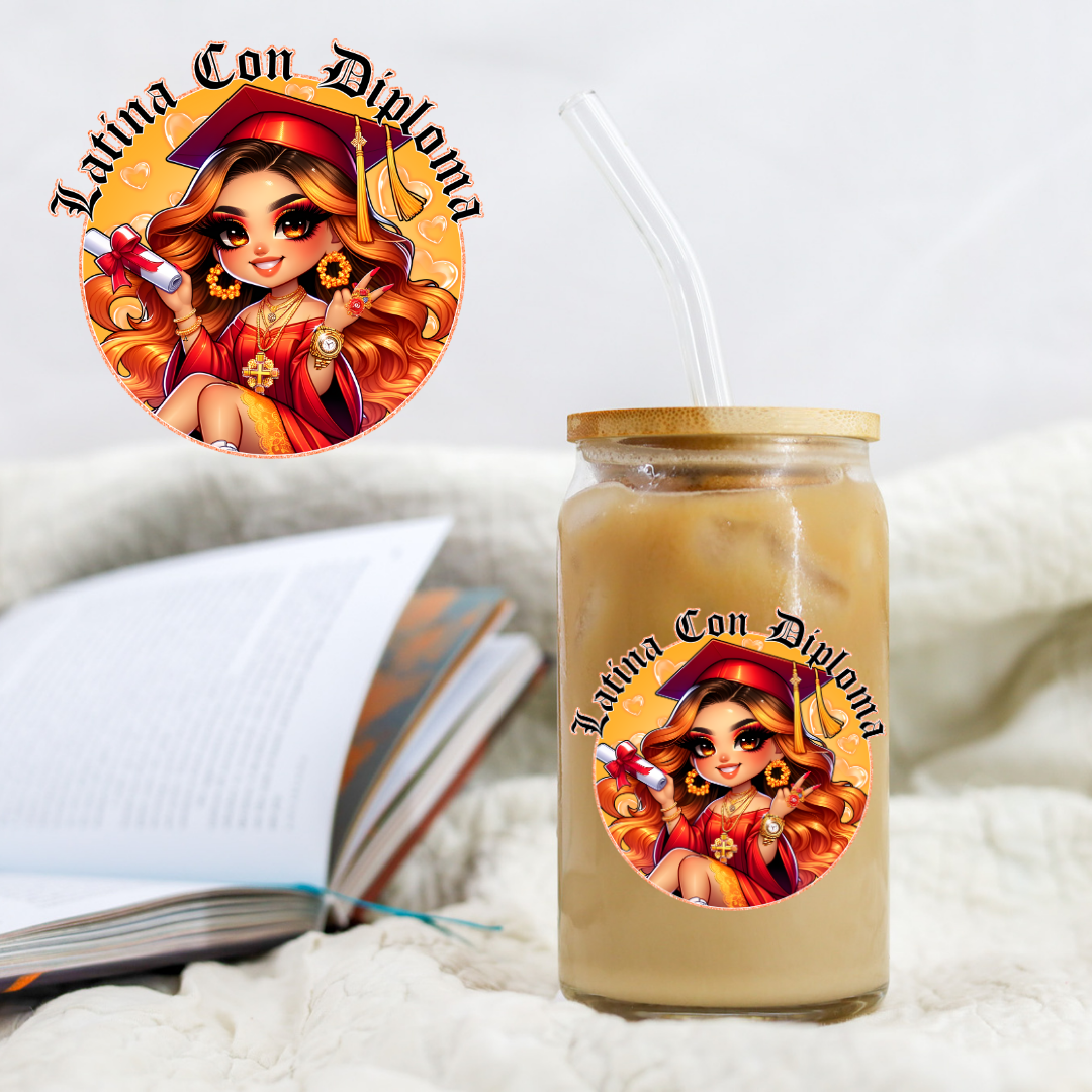 Chicano Graduation Yellow Latina Con DIploma - UV DTF Libby Decal