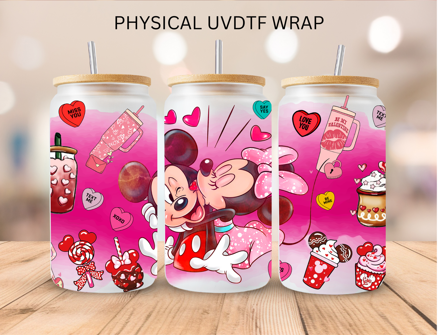 Valentines Mouse Couple And Snacks - 16 oz / 20 oz Libby UV DTF