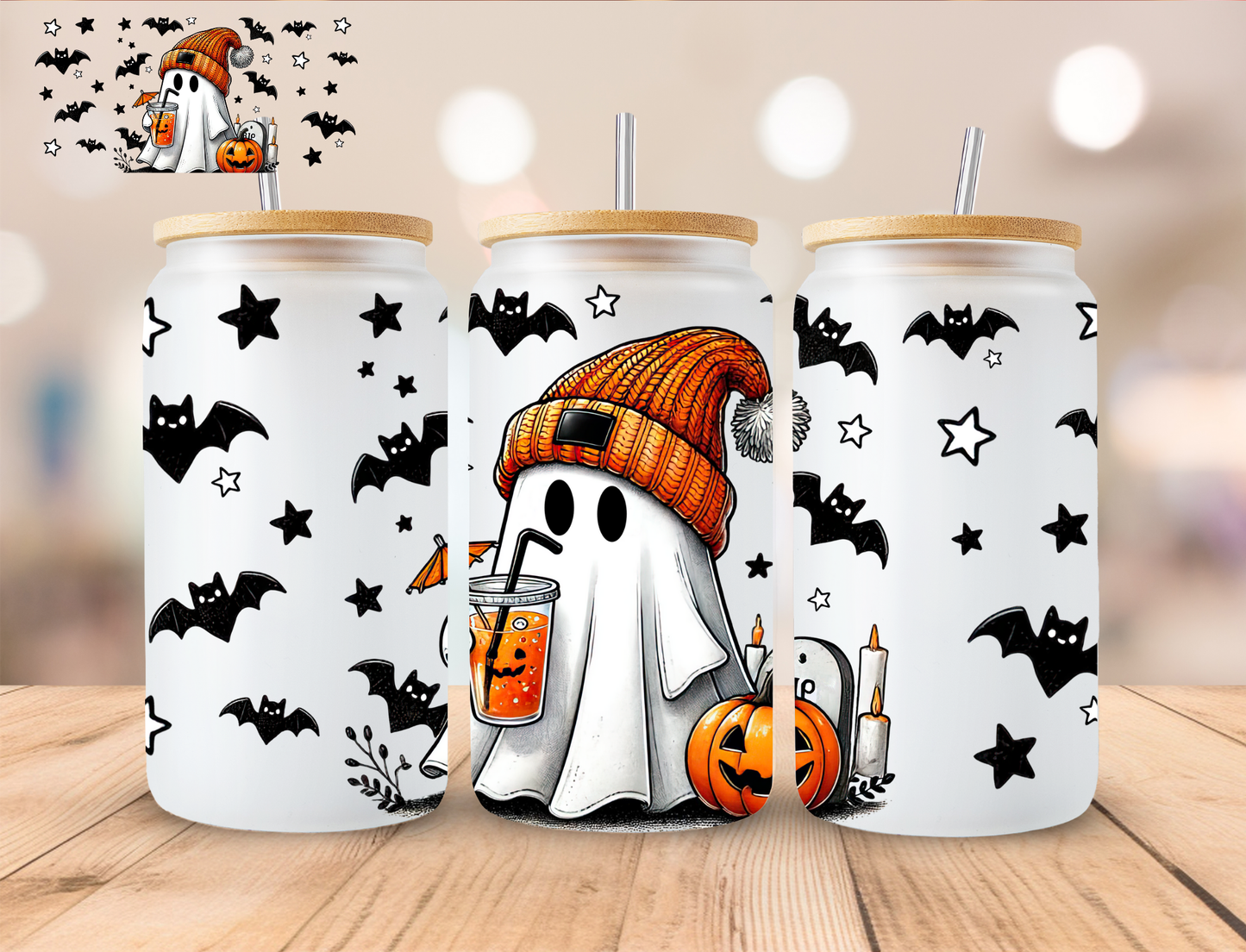 Halloween Cute Ghost - 16 oz / 20 oz Libby UV DTF Wrap (Copy)