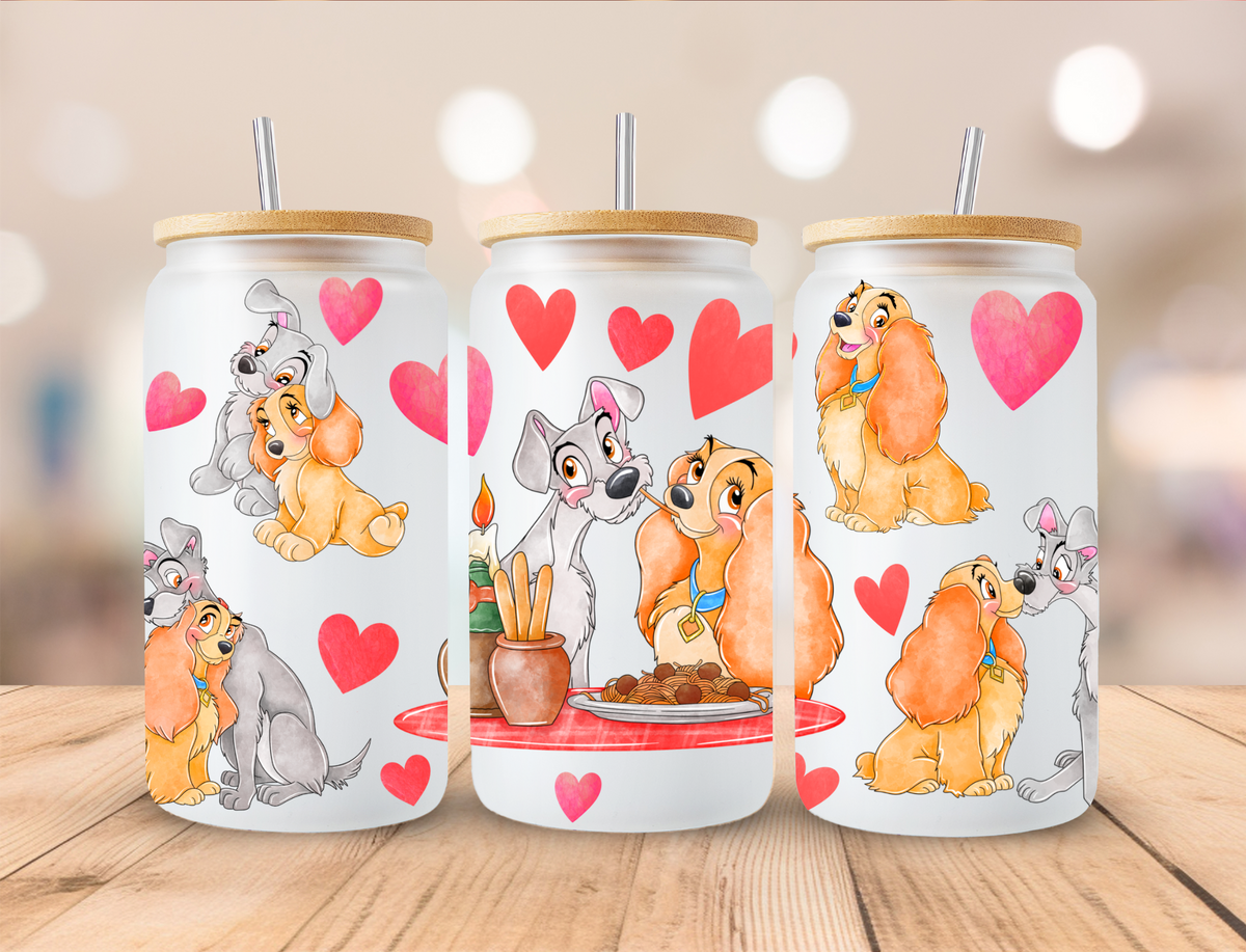 Valentines Love Dogs - 16 oz / 20 oz Libby UV DTF Wrap