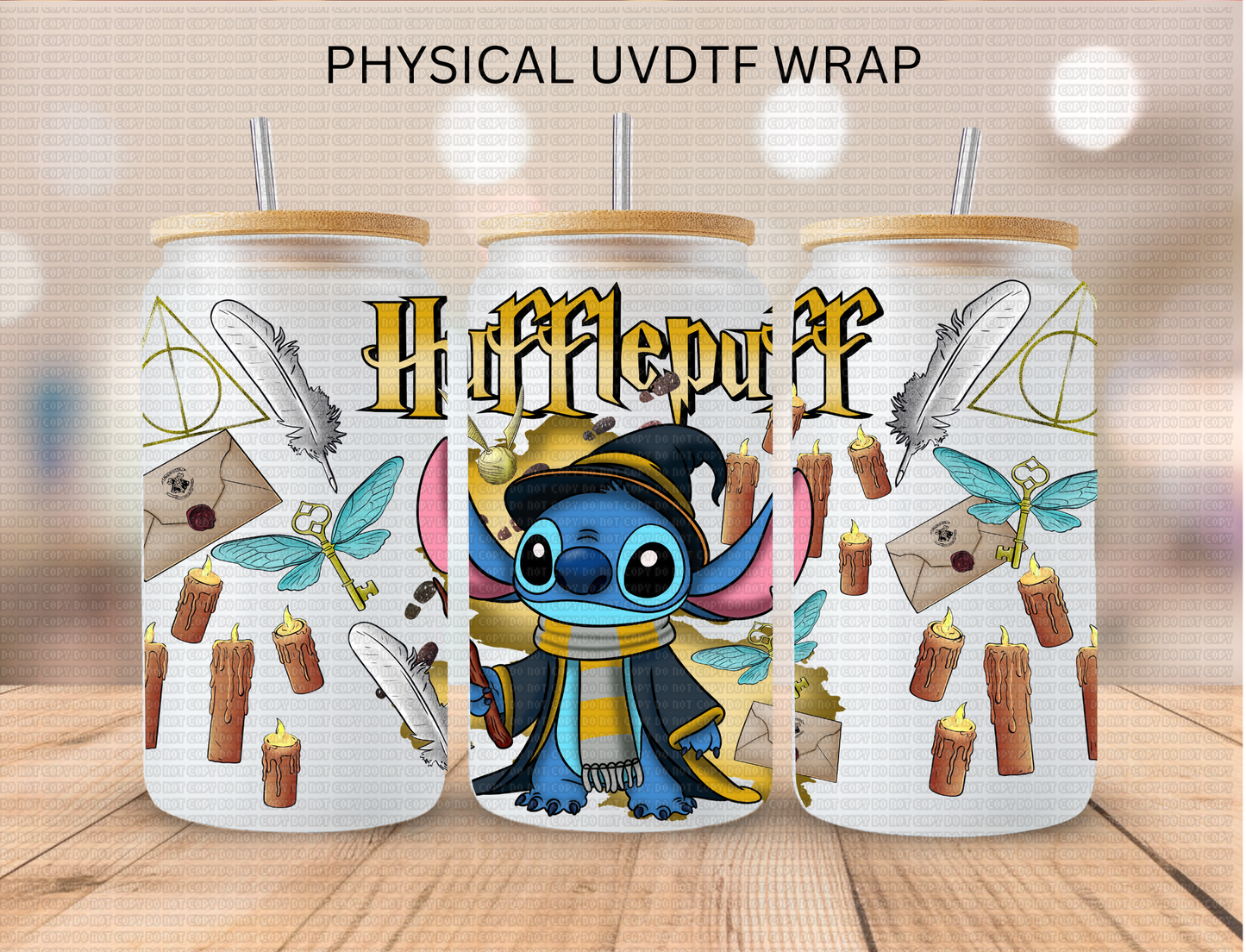 Blue Alien Yellow Wizard House - 16 oz / 20 oz Libby UV DTF Wrap