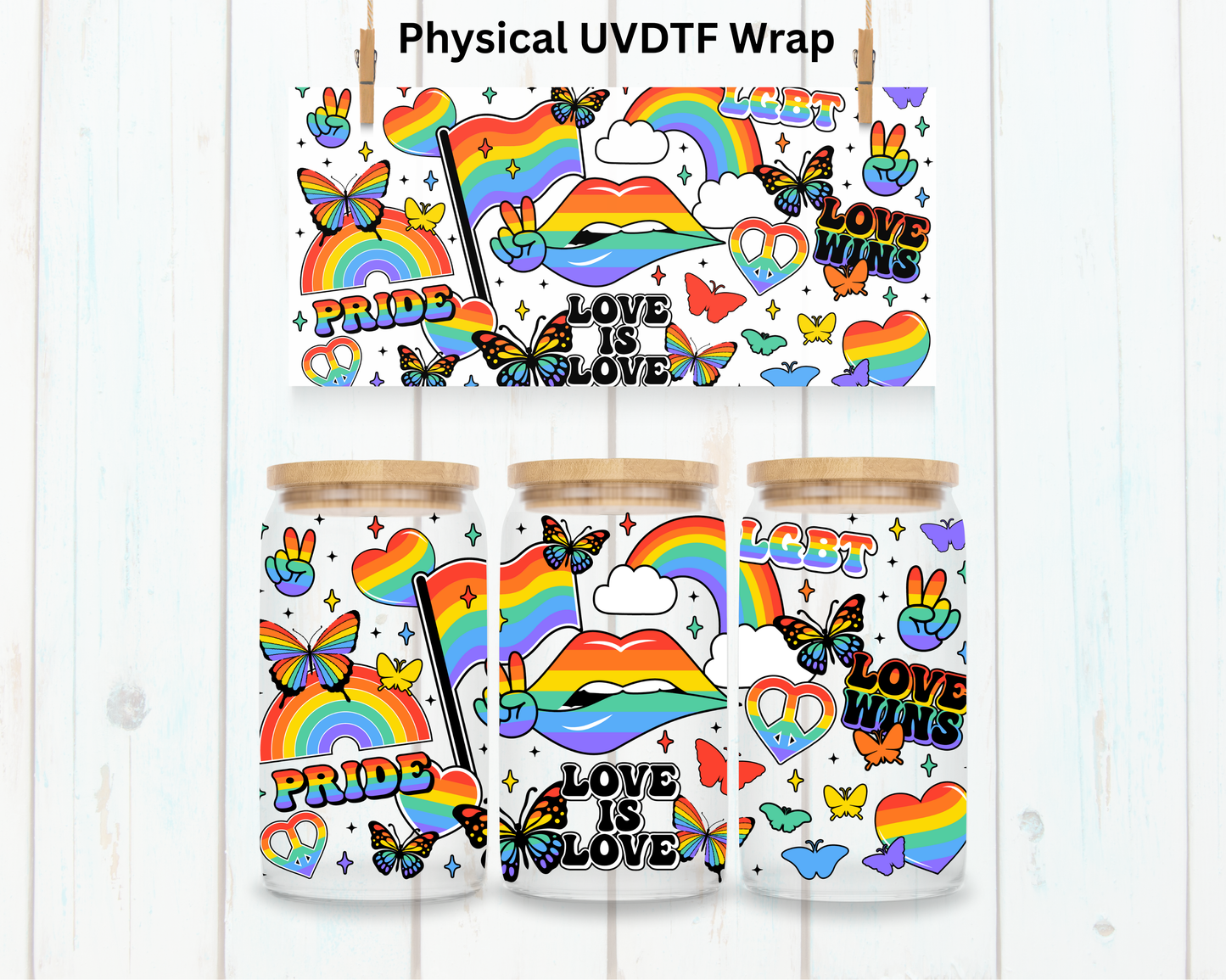 Rainbow Lips Love Is Love - 16 oz / 20 oz Libby UV DTF