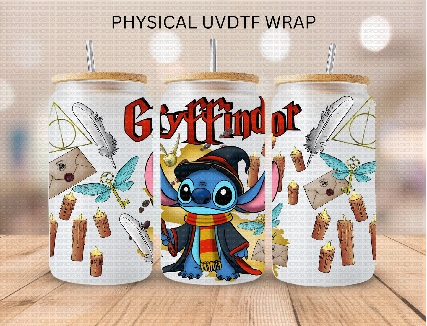 Blue Alien Red Wizard House - 16 oz / 20 oz Libby UV DTF Wrap