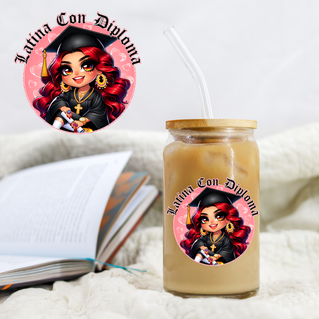 Chicano Graduation Pink Latina Con Diploma - UV DTF Libby Decal